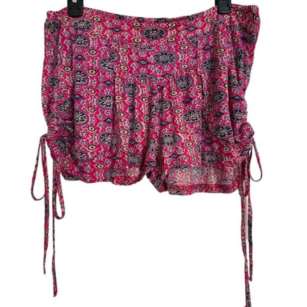Raga Shorts The Sangria BOHO Pockets Purple Pink Size Medium NWT Elastic Waist